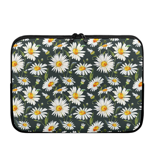 Watercolor Daisy Flower Pattern Print Laptop Sleeve