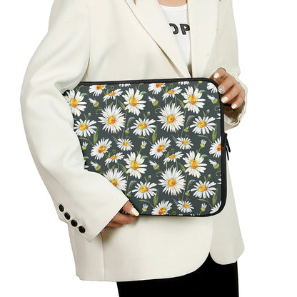 Watercolor Daisy Flower Pattern Print Laptop Sleeve