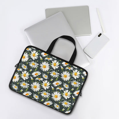 Watercolor Daisy Flower Pattern Print Laptop Sleeve With Handle