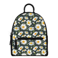 Watercolor Daisy Flower Pattern Print Leather Backpack