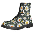 Watercolor Daisy Flower Pattern Print Lace-Up Boots