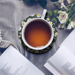 Watercolor Daisy Flower Pattern Print Leather Coaster Set