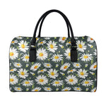 Watercolor Daisy Flower Pattern Print Leather Duffle Bag