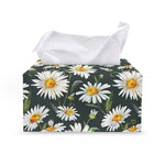 Watercolor Daisy Flower Pattern Print Leather Tissue Box Cover