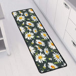 Watercolor Daisy Flower Pattern Print Long Kitchen Mat