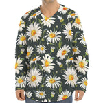 Watercolor Daisy Flower Pattern Print Long Sleeve Baseball Jersey