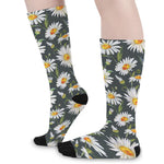 Watercolor Daisy Flower Pattern Print Long Socks