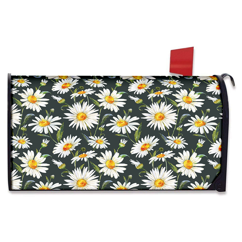 Watercolor Daisy Flower Pattern Print Mailbox Cover
