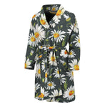 Watercolor Daisy Flower Pattern Print Men's Bathrobe