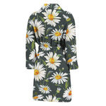 Watercolor Daisy Flower Pattern Print Men's Bathrobe