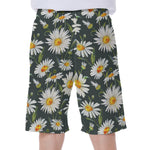 Watercolor Daisy Flower Pattern Print Men's Beach Shorts