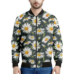 Watercolor Daisy Flower Pattern Print Men's Bomber Jacket