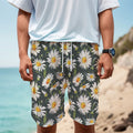 Watercolor Daisy Flower Pattern Print Men's Cargo Shorts