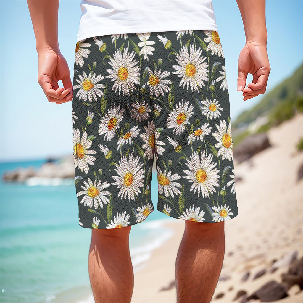 Watercolor Daisy Flower Pattern Print Men's Cargo Shorts