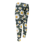 Watercolor Daisy Flower Pattern Print Men's Compression Pants