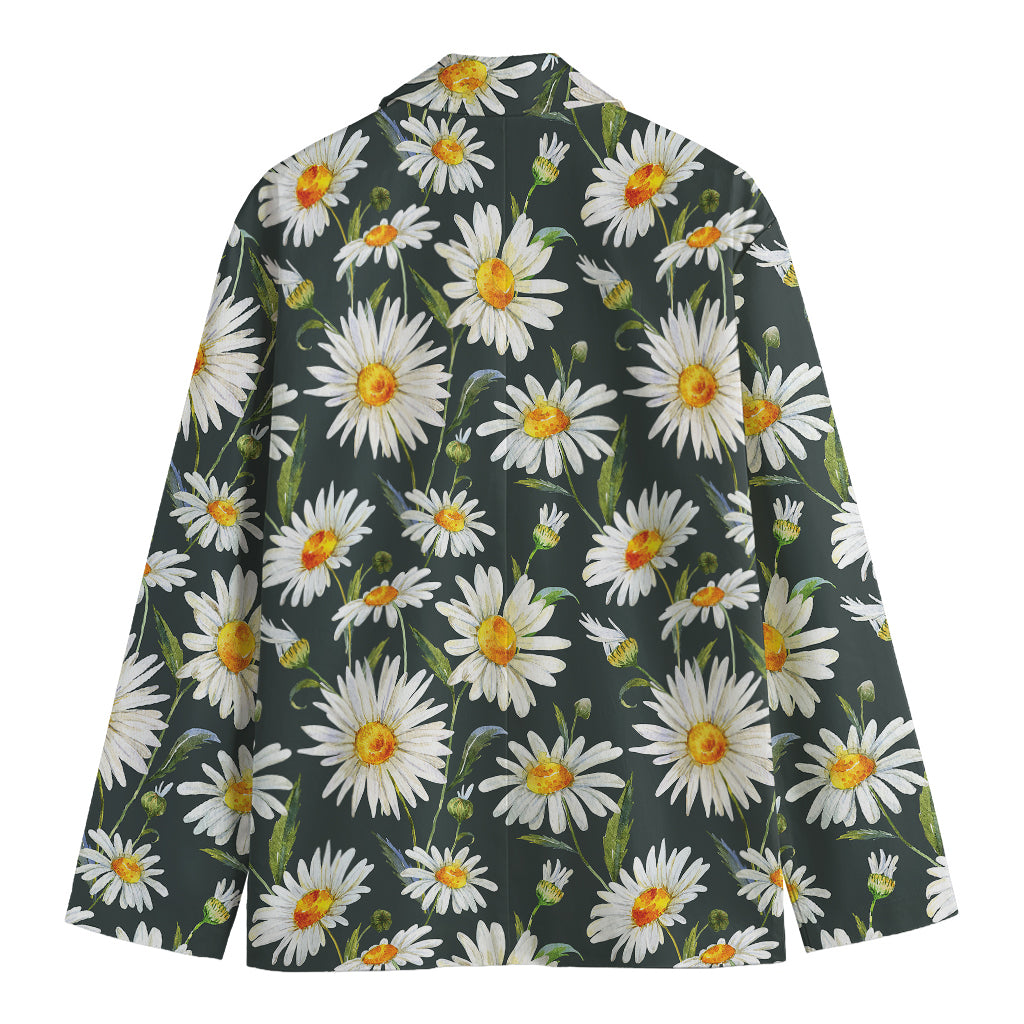 Watercolor Daisy Flower Pattern Print Men's Cotton Blazer