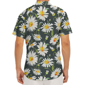 Watercolor Daisy Flower Pattern Print Men's Deep V-Neck Shirt