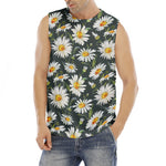 Watercolor Daisy Flower Pattern Print Men's Fitness Tank Top