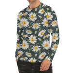 Watercolor Daisy Flower Pattern Print Men's Long Sleeve Rash Guard