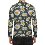 Watercolor Daisy Flower Pattern Print Men's Long Sleeve Rash Guard