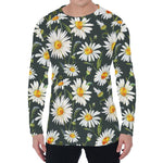 Watercolor Daisy Flower Pattern Print Men's Long Sleeve T-Shirt