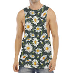 Watercolor Daisy Flower Pattern Print Men's Muscle Tank Top