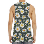 Watercolor Daisy Flower Pattern Print Men's Muscle Tank Top