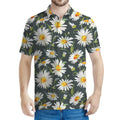 Watercolor Daisy Flower Pattern Print Men's Polo Shirt