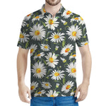Watercolor Daisy Flower Pattern Print Men's Polo Shirt