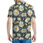 Watercolor Daisy Flower Pattern Print Men's Polo Shirt