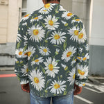 Watercolor Daisy Flower Pattern Print Men's Shirt Jacket