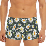Watercolor Daisy Flower Pattern Print Men's Short Boxer Briefs