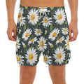 Watercolor Daisy Flower Pattern Print Men's Split Running Shorts