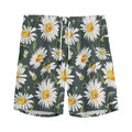 Watercolor Daisy Flower Pattern Print Men's Athletic Shorts