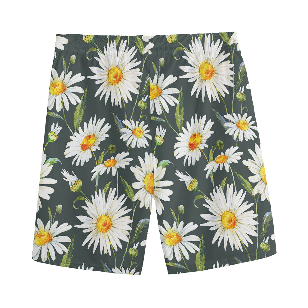 Watercolor Daisy Flower Pattern Print Men's Sports Shorts