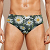 Watercolor Daisy Flower Pattern Print Men's Swim Briefs