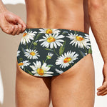 Watercolor Daisy Flower Pattern Print Men's Swim Briefs