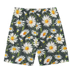 Watercolor Daisy Flower Pattern Print Men's Swim Trunks