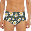 Watercolor Daisy Flower Pattern Print Men's Triangle Swim Briefs