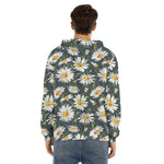 Watercolor Daisy Flower Pattern Print Men's Velvet Pullover Hoodie