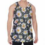 Watercolor Daisy Flower Pattern Print Men's Velvet Tank Top