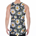 Watercolor Daisy Flower Pattern Print Men's Velvet Tank Top