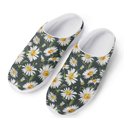 Watercolor Daisy Flower Pattern Print Mesh Casual Shoes