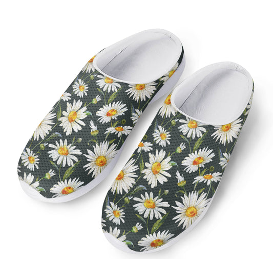 Watercolor Daisy Flower Pattern Print Mesh Casual Shoes