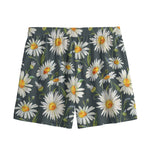 Watercolor Daisy Flower Pattern Print Mesh Shorts