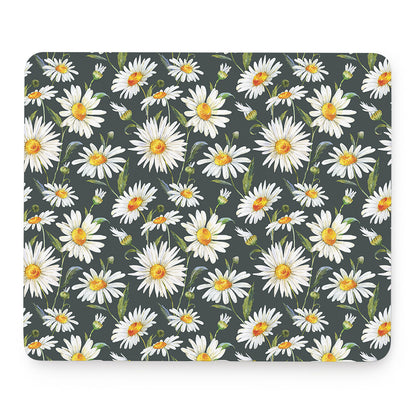 Watercolor Daisy Flower Pattern Print Mouse Pad