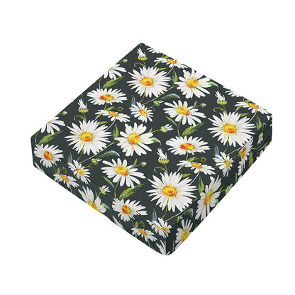 Watercolor Daisy Flower Pattern Print Outdoor Seat Cushion Cover