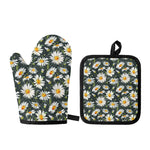 Watercolor Daisy Flower Pattern Print Oven Mitt And Pot Holder Set