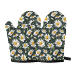 Watercolor Daisy Flower Pattern Print Oven Mitts