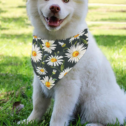 Watercolor Daisy Flower Pattern Print Over The Collar Dog Bandana